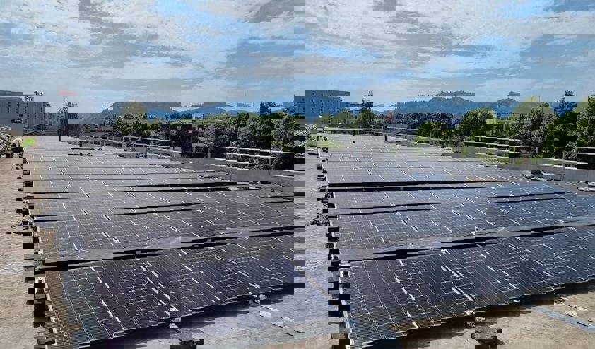 solar panels on a roof