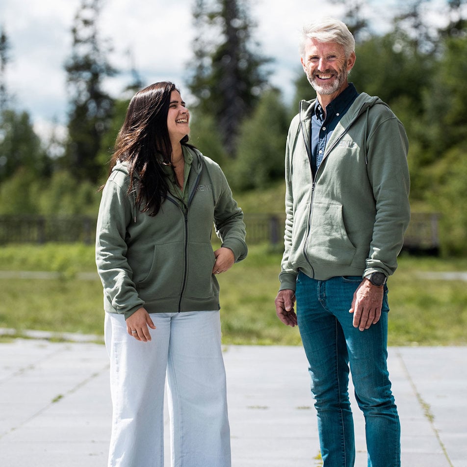 a man and a woman walking